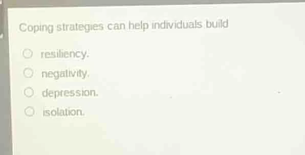 coping strategies can help individuals build resiliency. negativity. de…