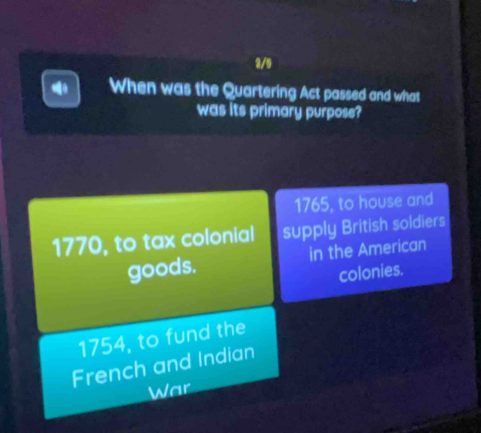 2/9 when was the quartering act passed and what was its primary purpose…