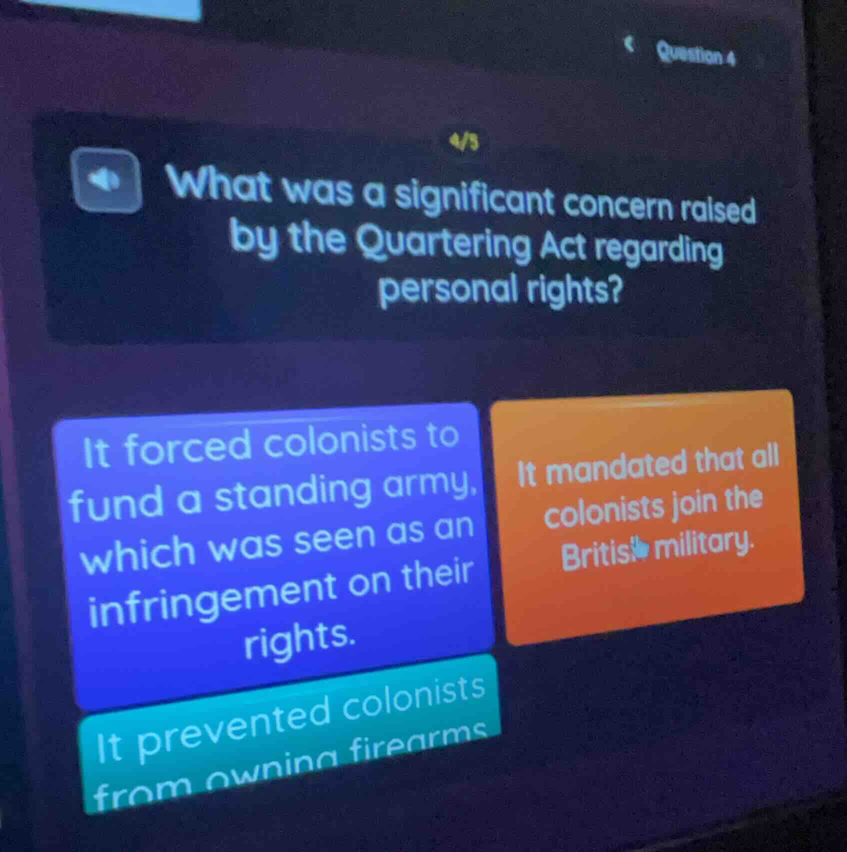 question 4 4/5 what was a significant concern raised by the quartering …