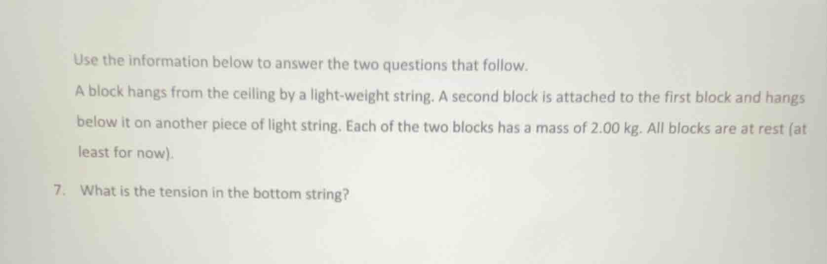 use the information below to answer the two questions that follow. a bl…