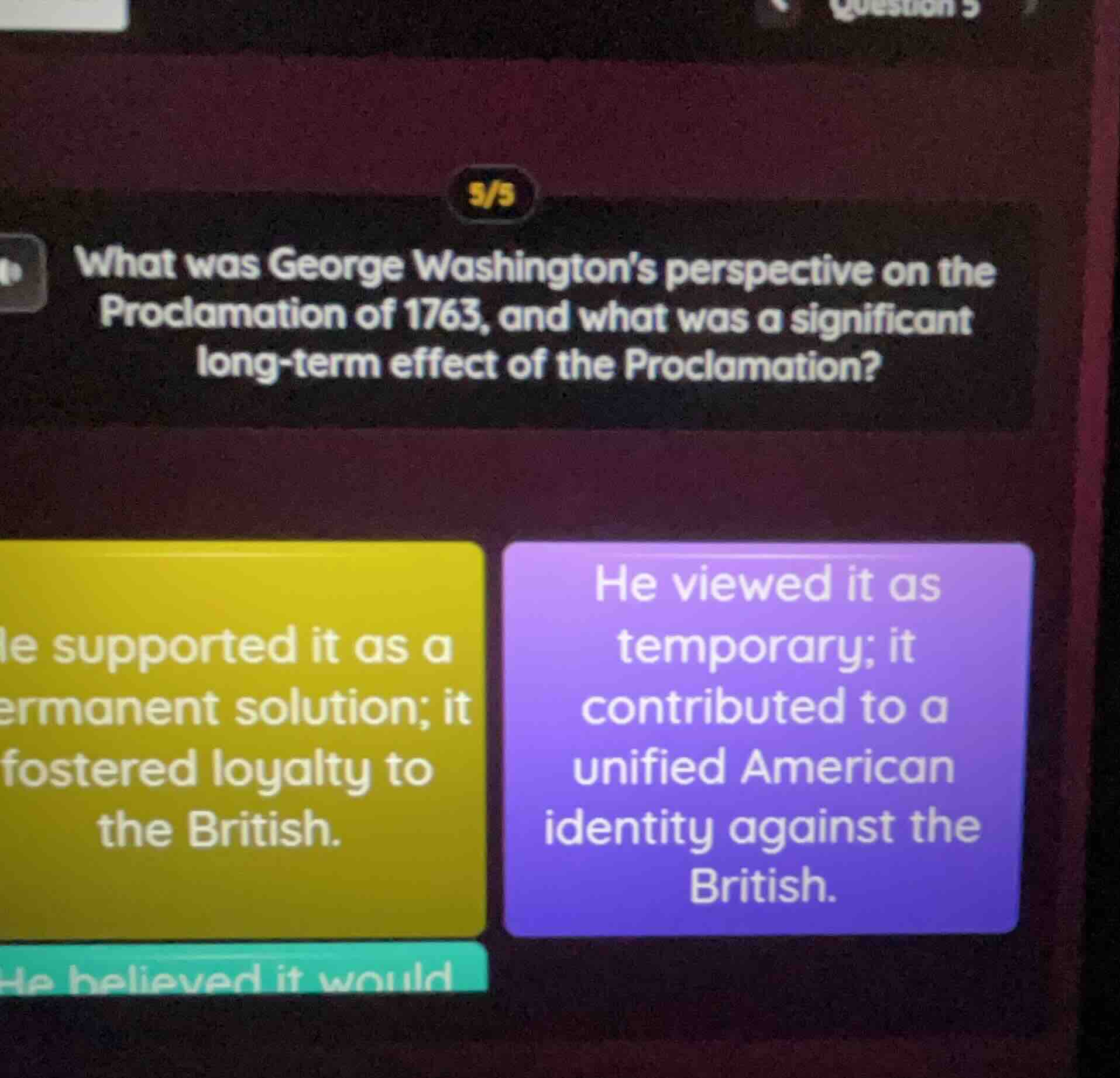 what was george washingtons perspective on the proclamation of 1763, an…