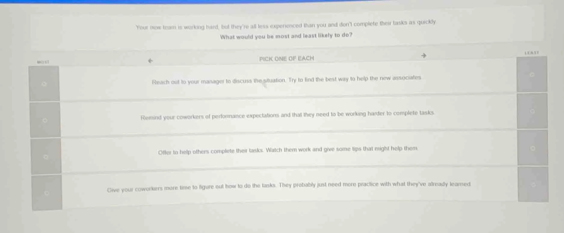 your new team is working hard, but theyre all less experienced than you…