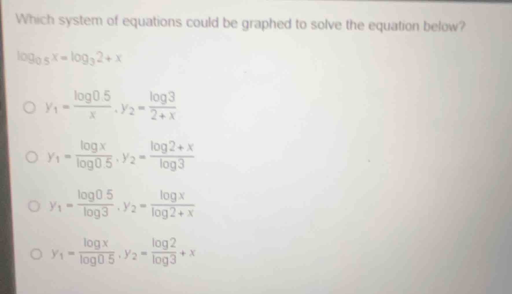 which system of equations could be graphed to solve the equation below?…