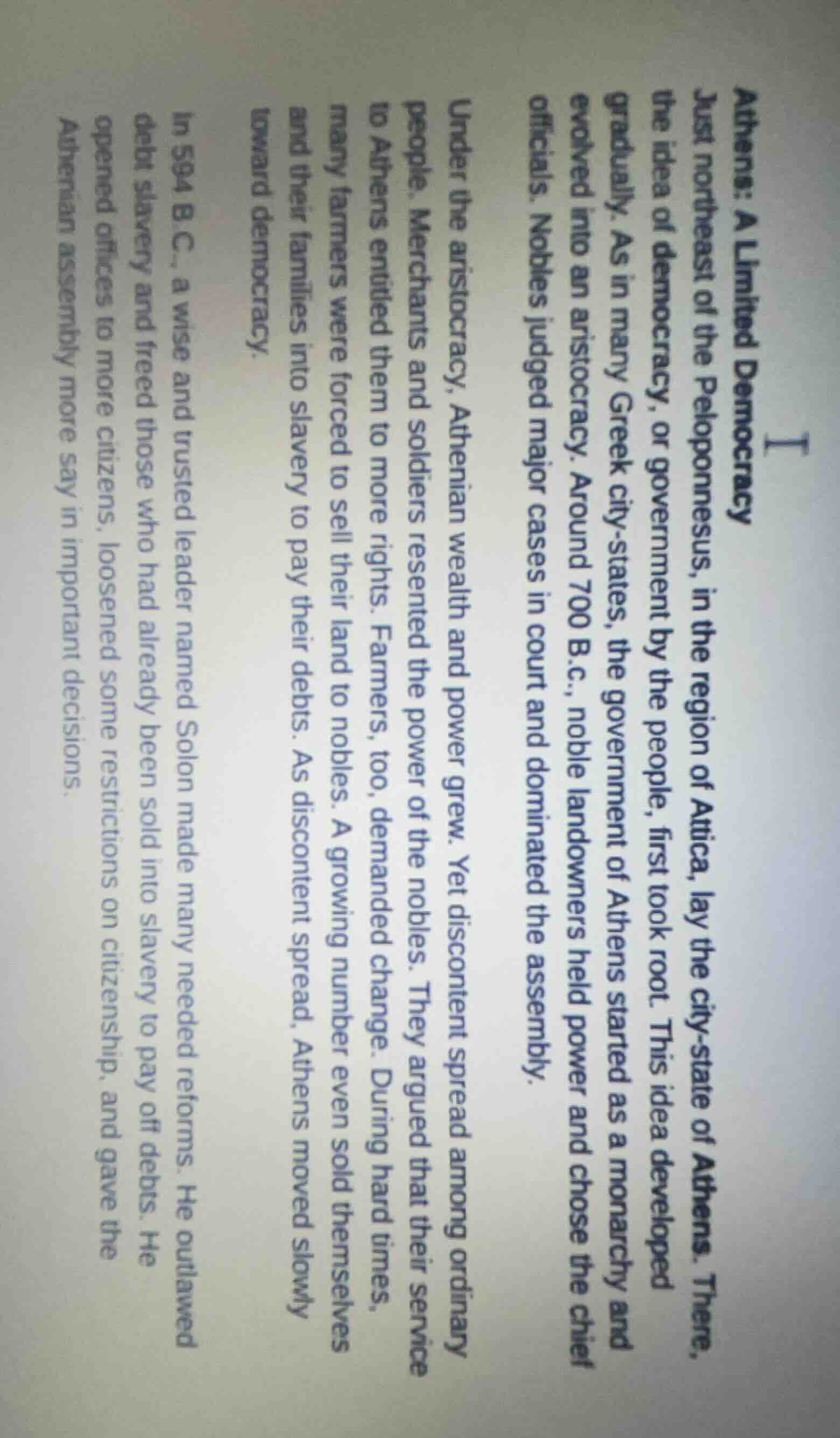 athens: a limited democracy just northeast of the peloponnesus, in the …