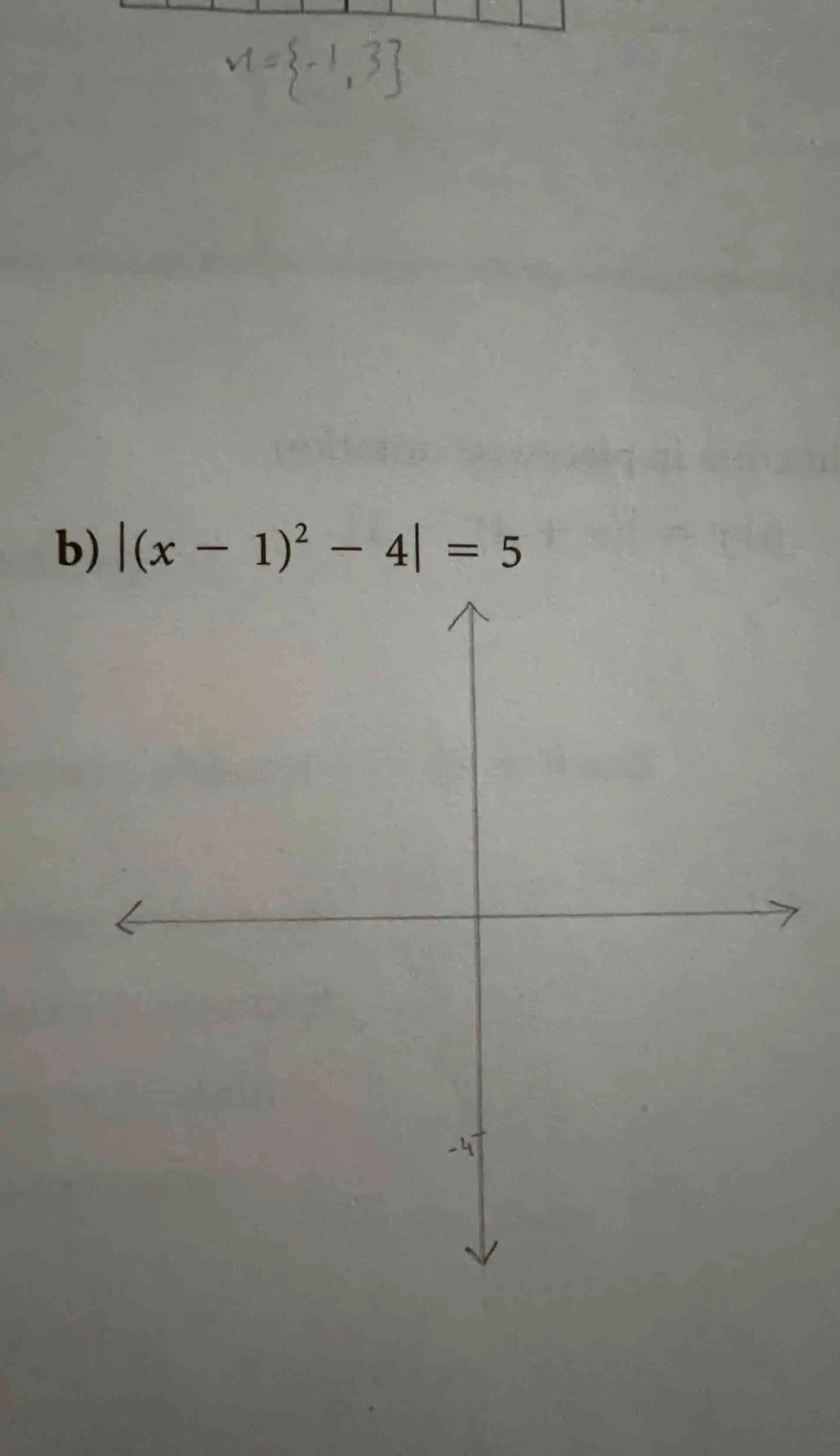 b) \\(|(x - 1)^2 - 4| = 5\\)