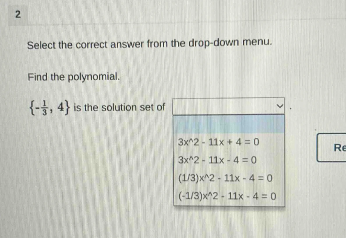 2 select the correct answer from the drop-down menu. find the polynomia…