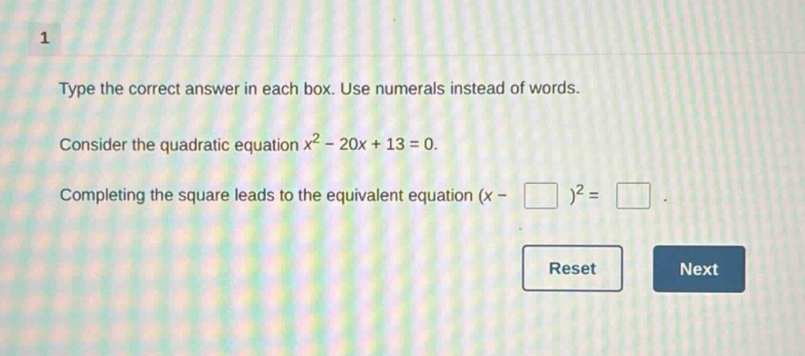 1 type the correct answer in each box. use numerals instead of words. c…