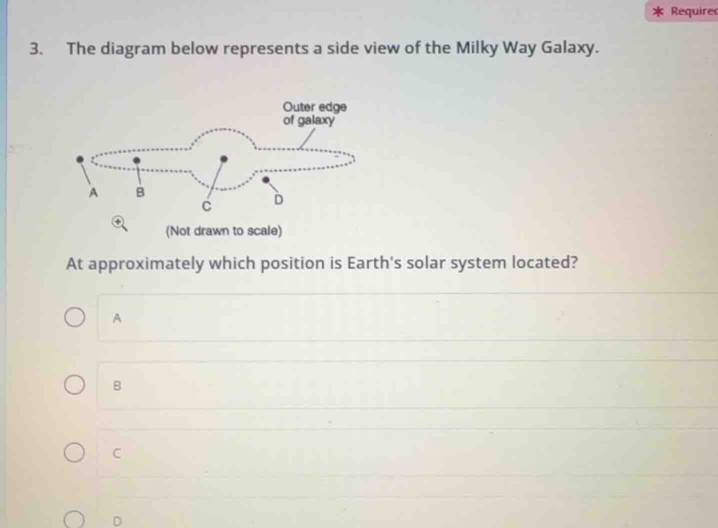 3. the diagram below represents a side view of the milky way galaxy. (i…