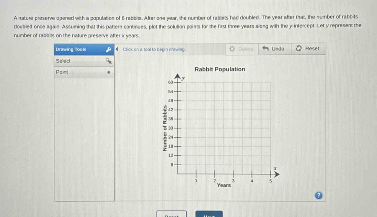 a nature preserve opened with a population of 6 rabbits. after one year…