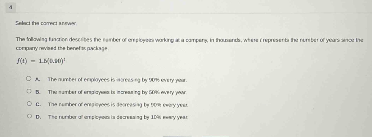 4 select the correct answer. the following function describes the numbe…
