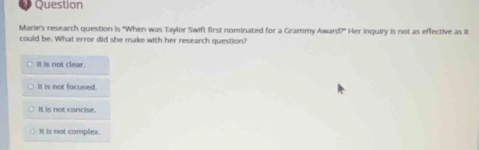 question maries research question is \when was taylor swift first nomin…