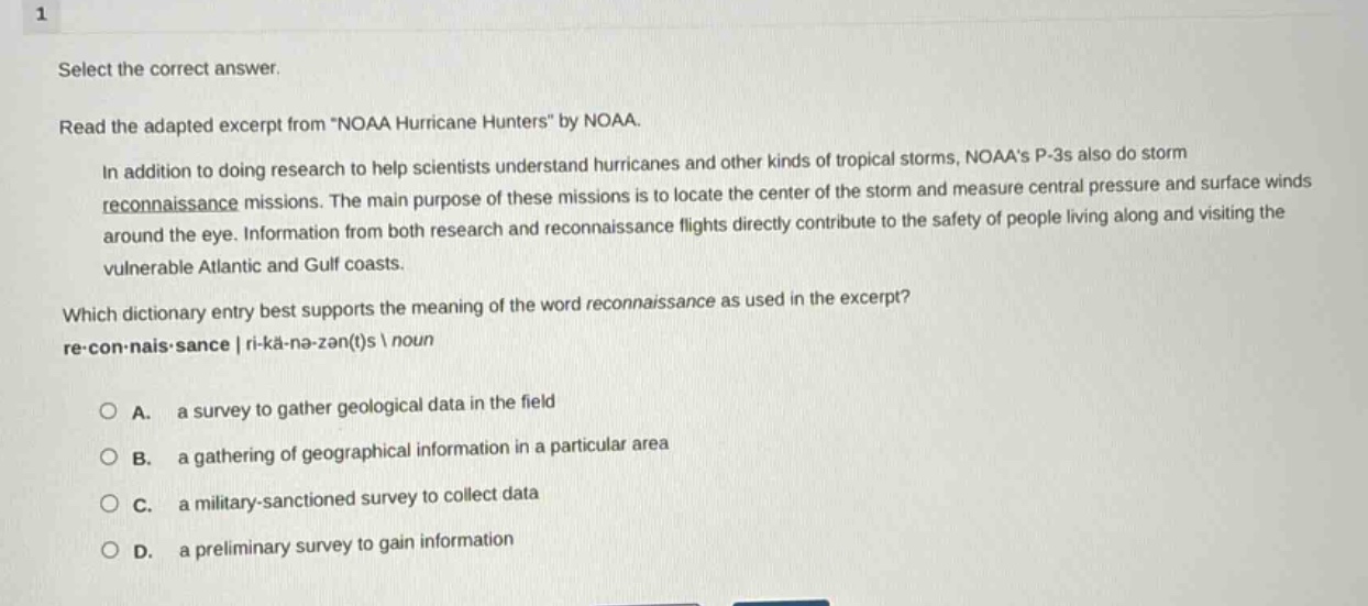 select the correct answer. read the adapted excerpt from oaa hurricane …