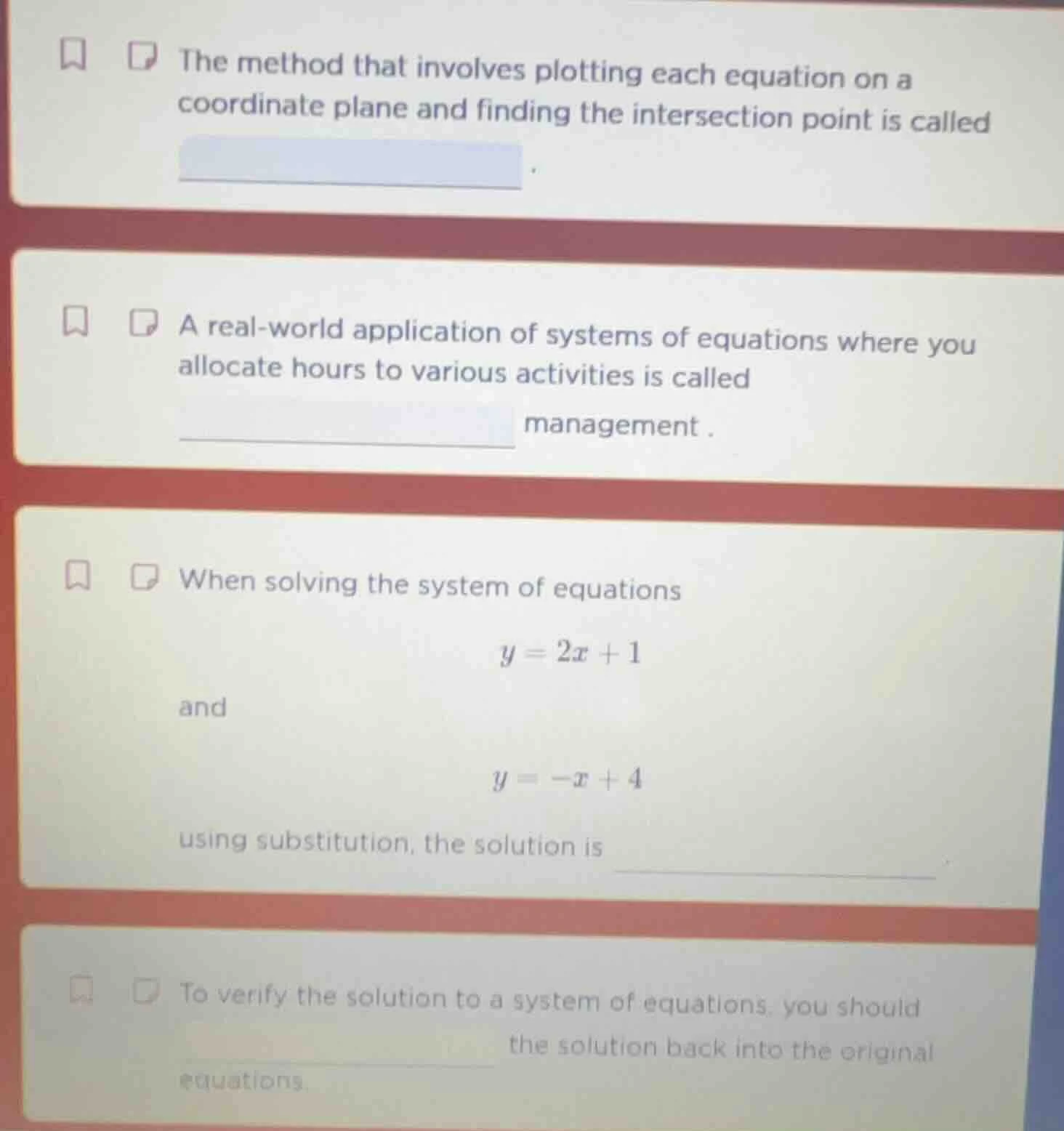 the method that involves plotting each equation on a coordinate plane a…