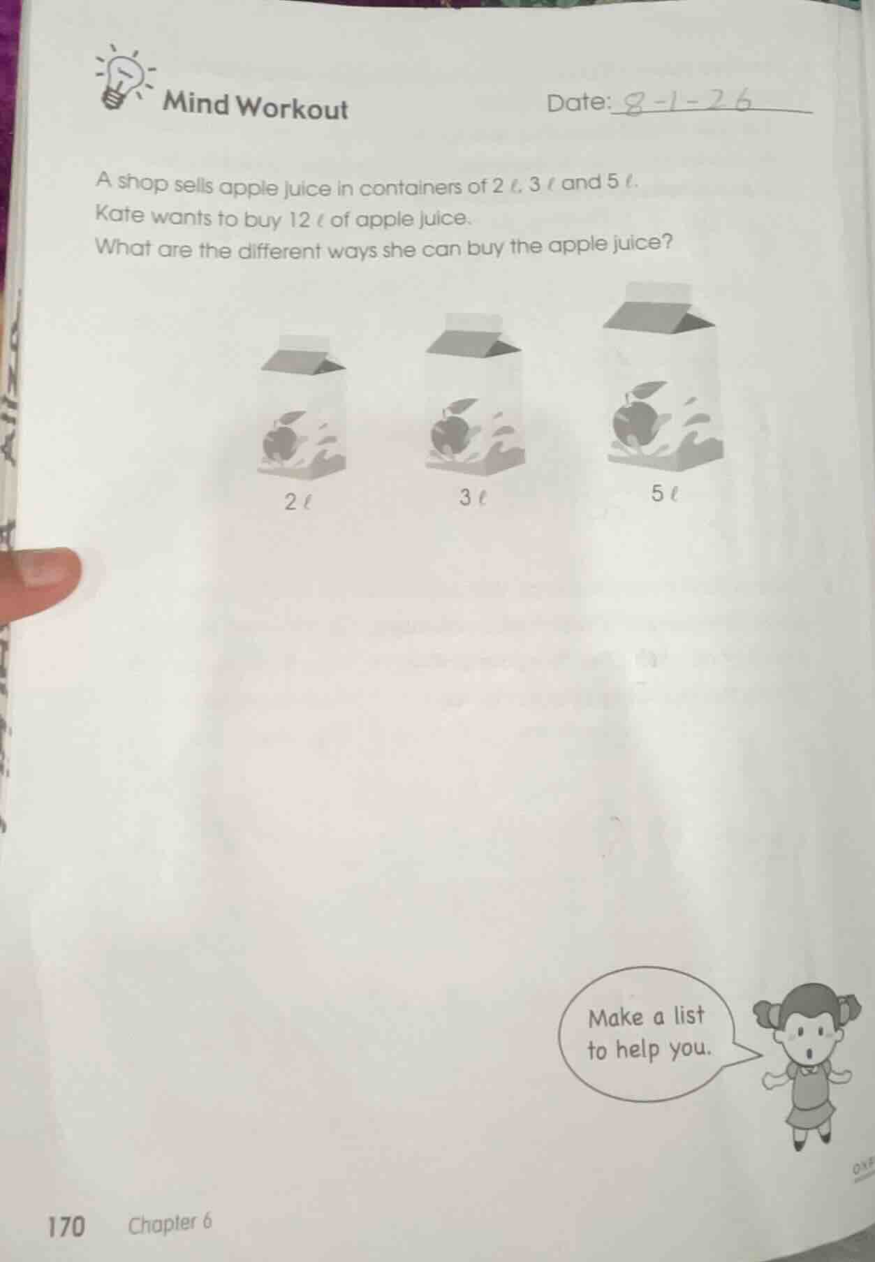 mind workout date: 8-1-26 a shop sells apple juice in containers of 2 ℓ…