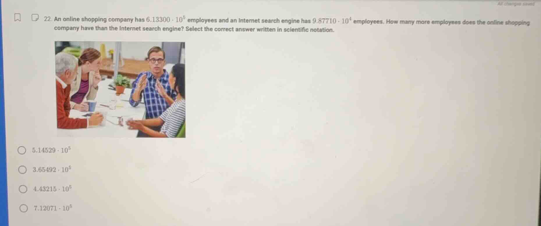 22. an online shopping company has $6.13300 cdot 10^{6}$ employees and …