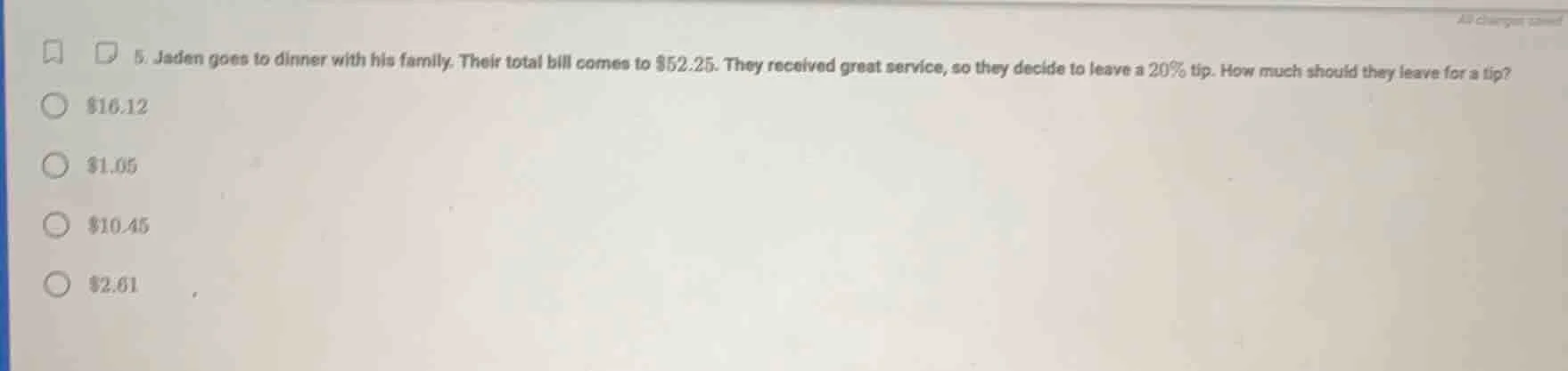 5. jaden goes to dinner with his family. their total bill comes to $52.…