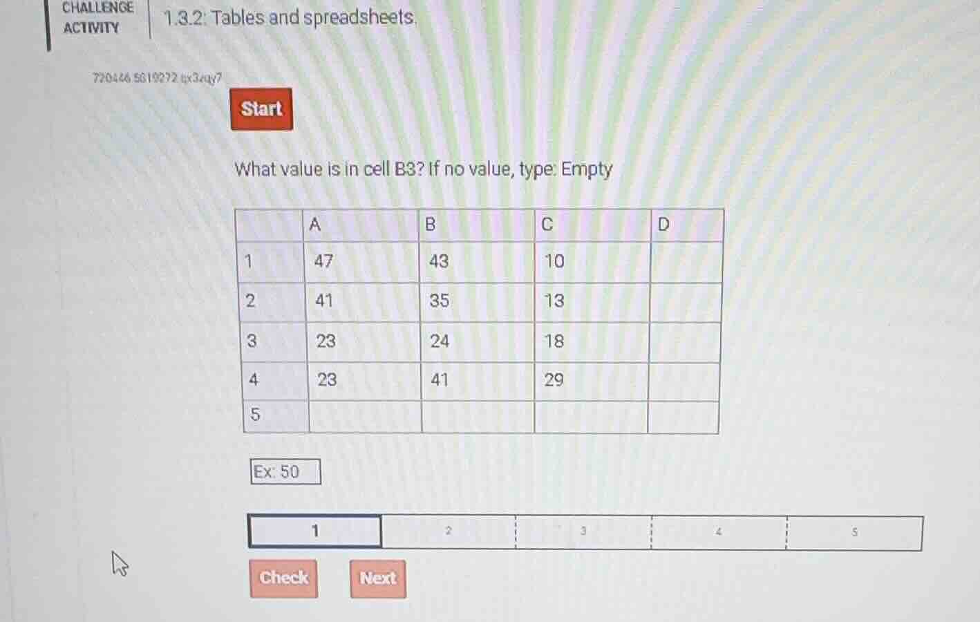 challenge activity 1.3.2: tables and spreadsheets. 720446 5019272 tx3aq…
