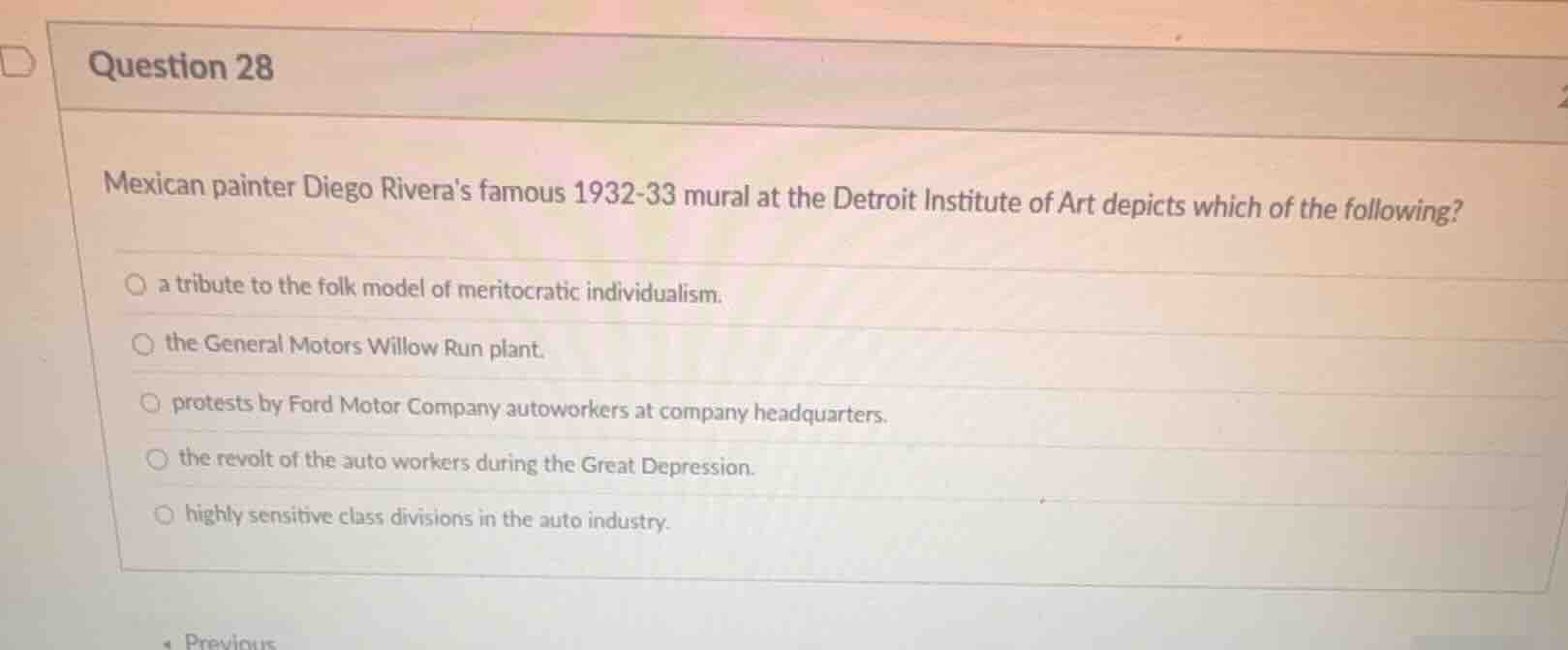 question 28 mexican painter diego riveras famous 1932-33 mural at the d…