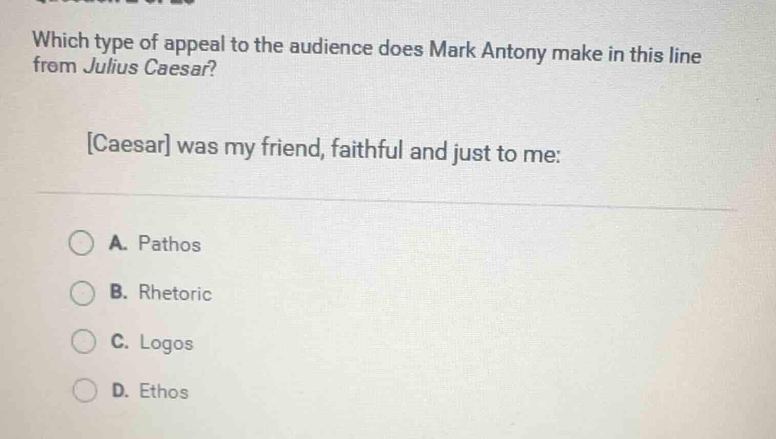which type of appeal to the audience does mark antony make in this line…