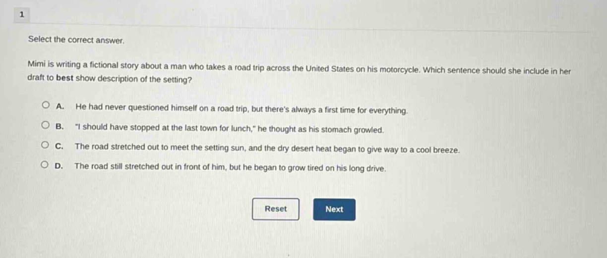 select the correct answer. mimi is writing a fictional story about a ma…