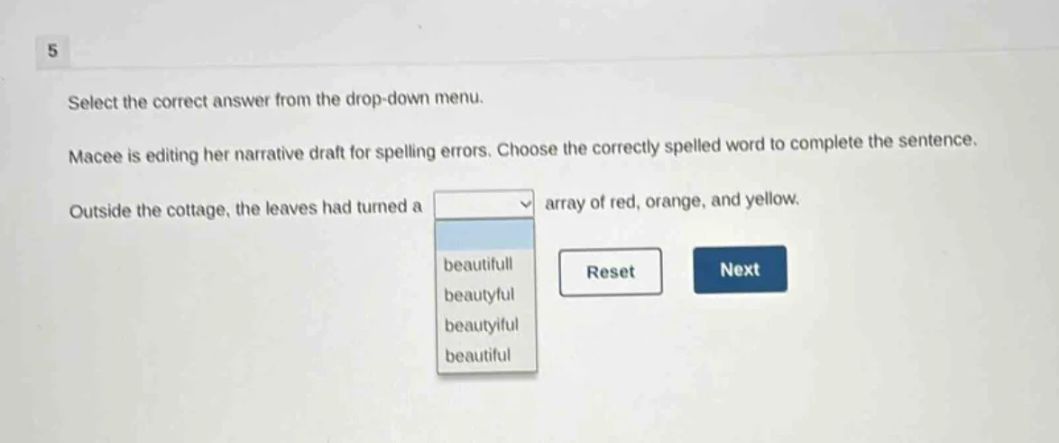 5 select the correct answer from the drop - down menu. macee is editing…