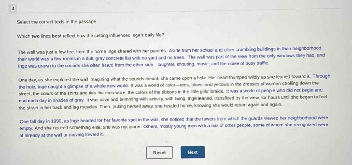 3 select the correct texts in the passage. which two lines best reflect…