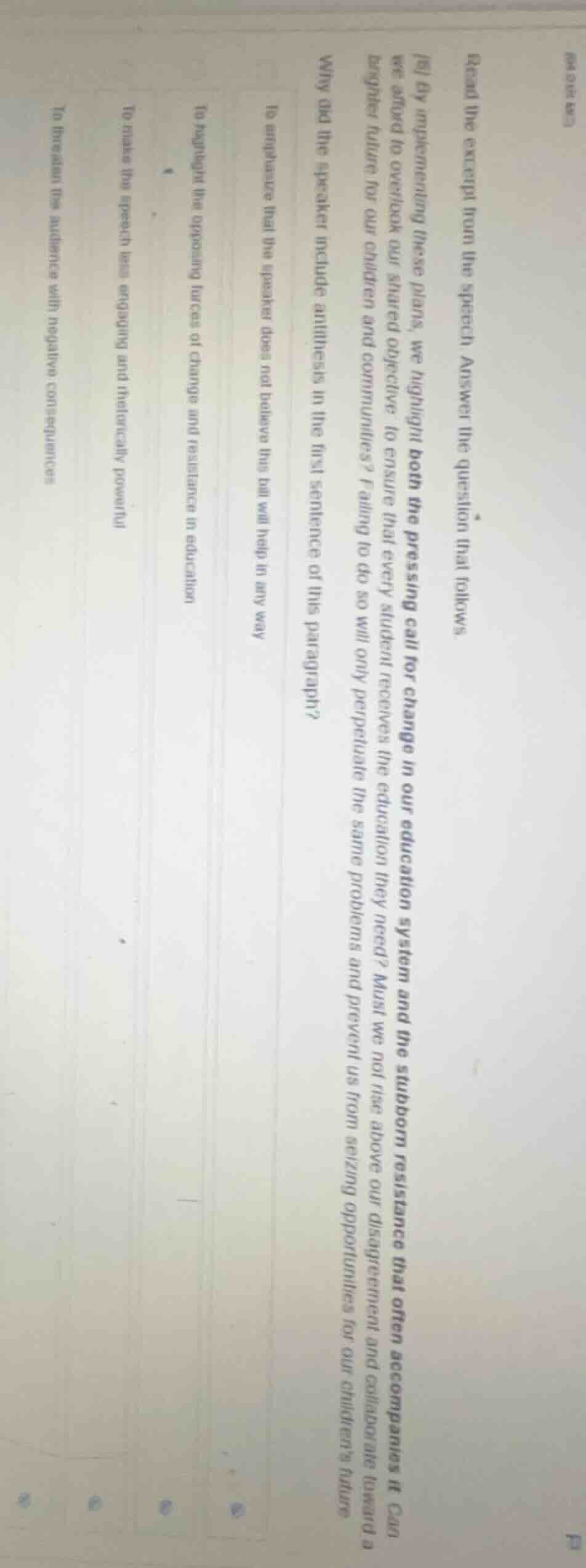 read the excerpt from the speech. answer the question that follows. 8 b…