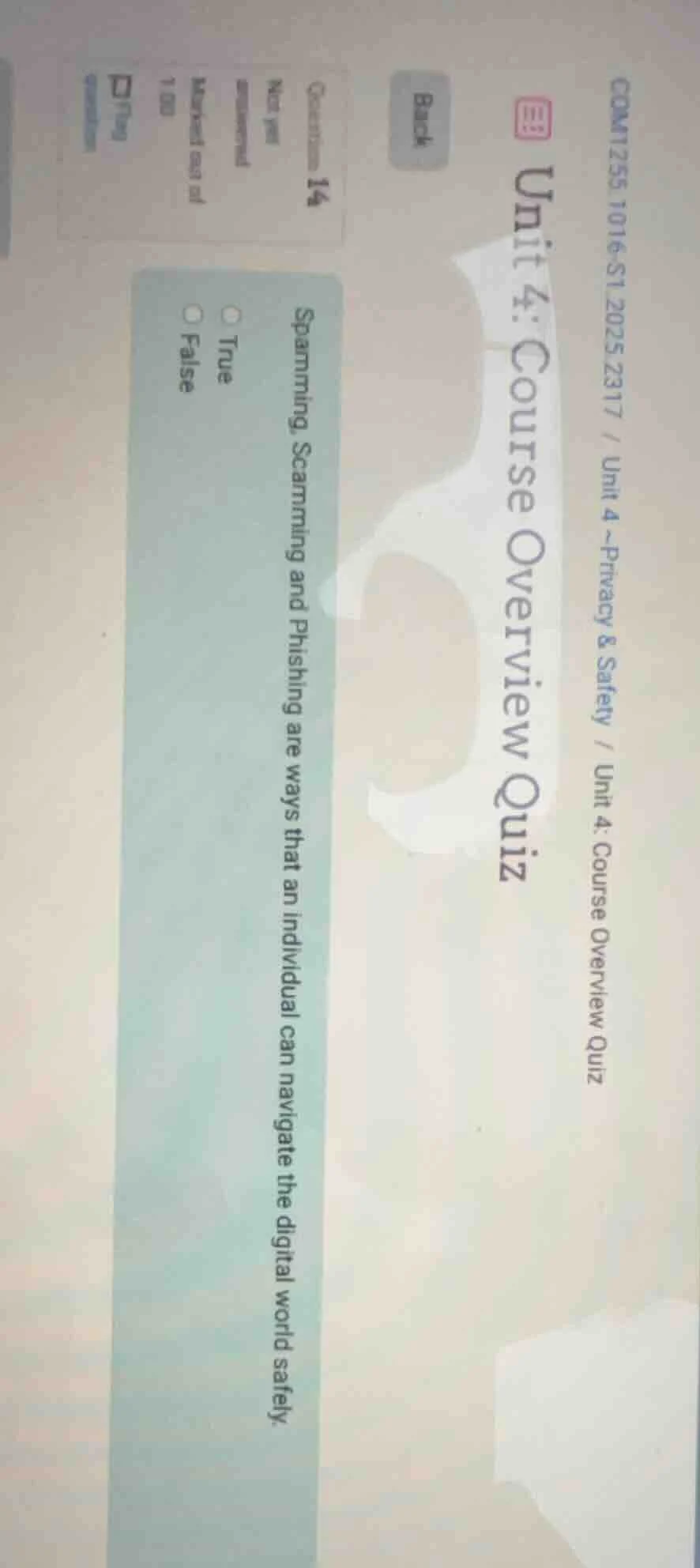 comm255 1016-s1 2025 2317 / unit 4 ~privacy & safety / unit 4: course o…