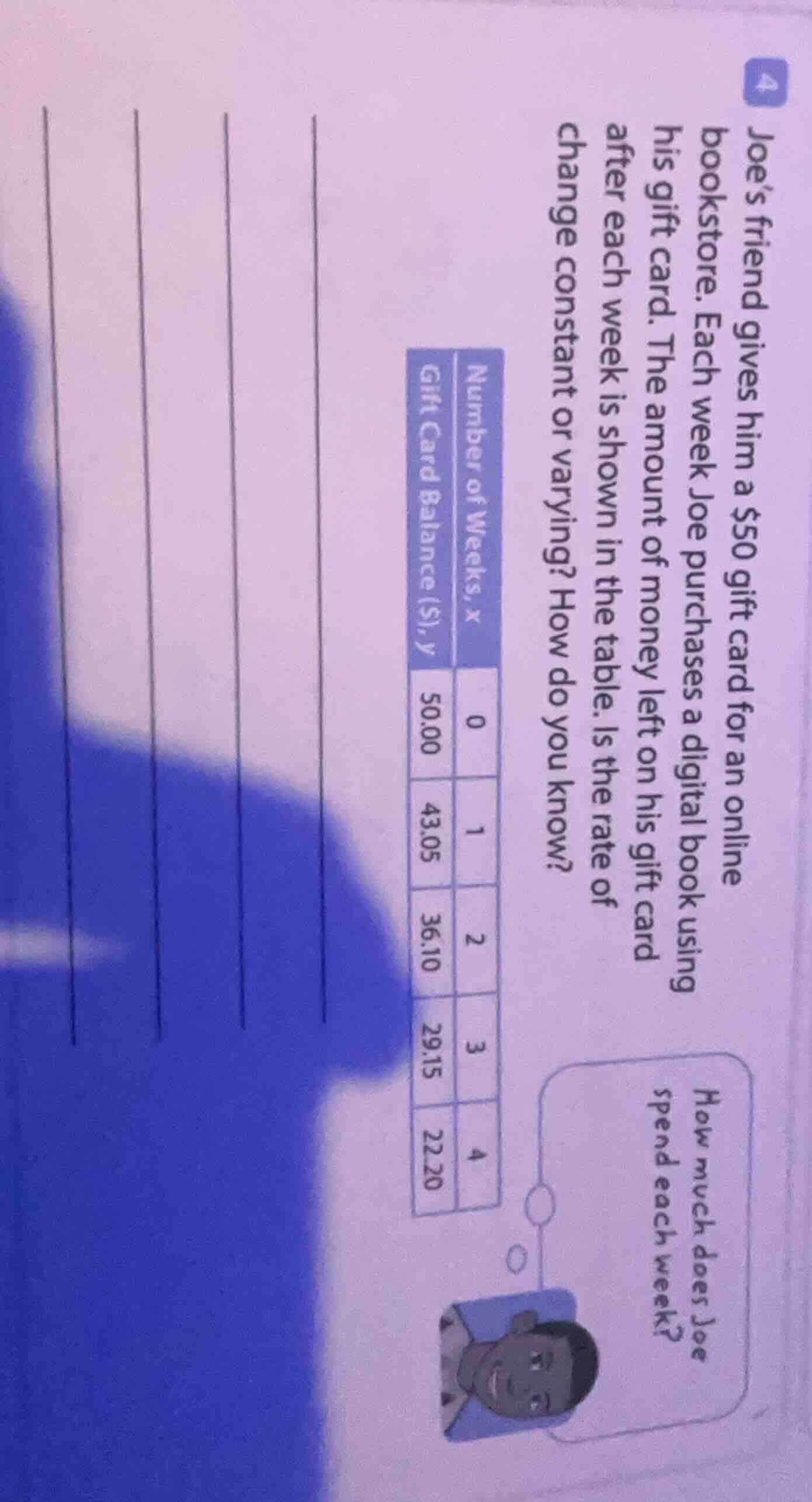 joe’s friend gives him a $50 gift card for an online bookstore. each we…