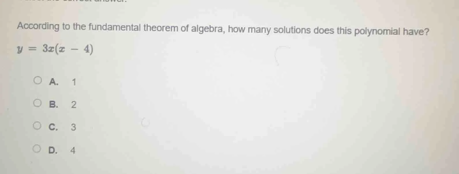 according to the fundamental theorem of algebra, how many solutions doe…