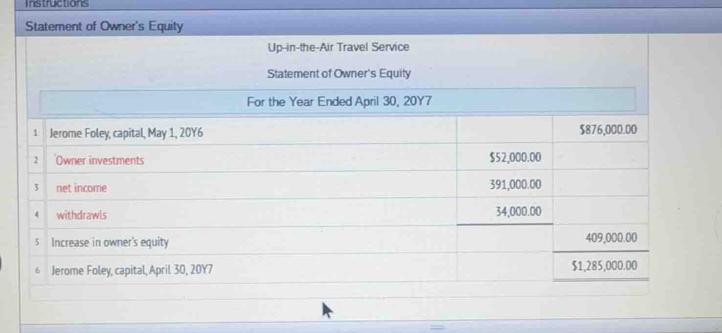 instructions statement of owner’s equity up - in - the - air travel ser…