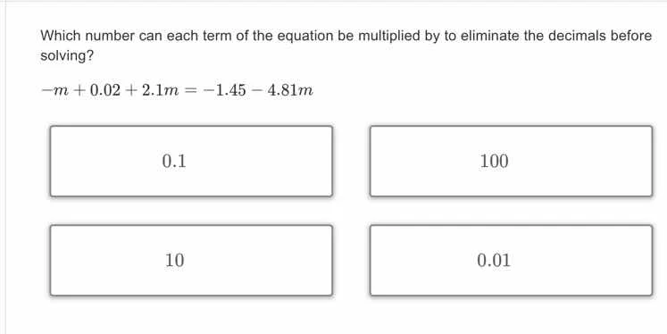 which number can each term of the equation be multiplied by to eliminat…