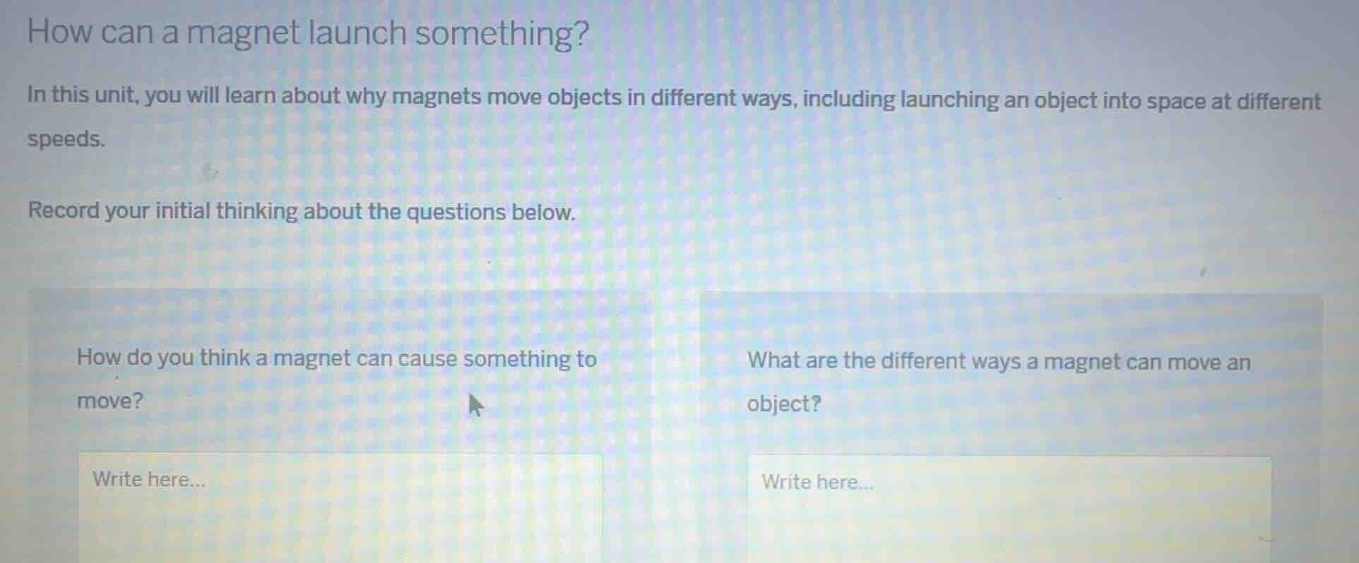 how can a magnet launch something? in this unit, you will learn about w…