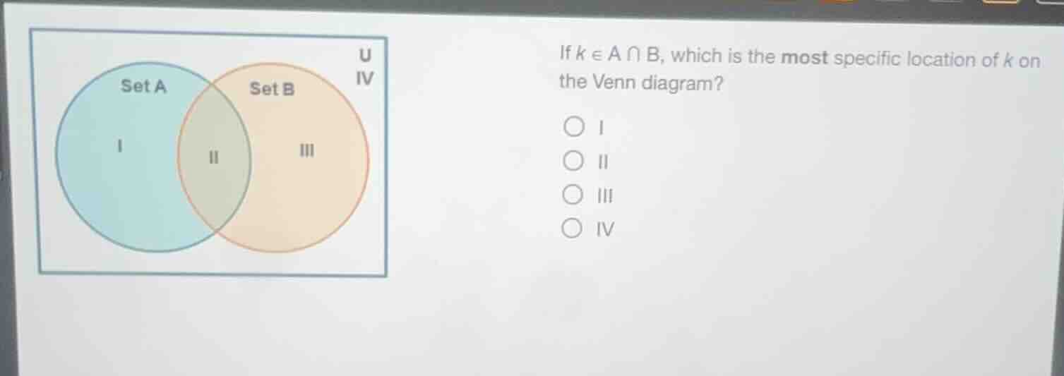 if $k \\in a \\cap b$, which is the most specific location of $k$ on th…