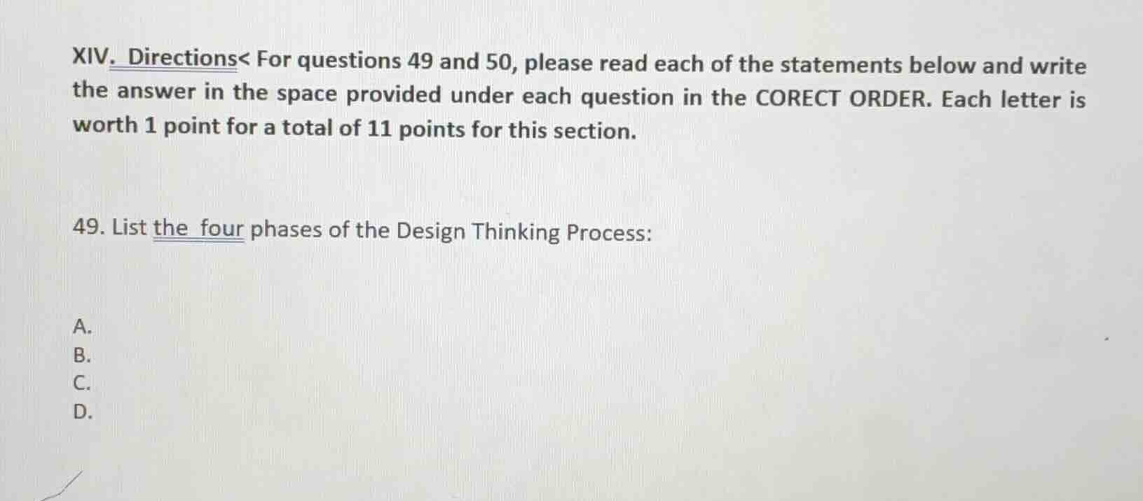 xiv. directions< for questions 49 and 50, please read each of the state…