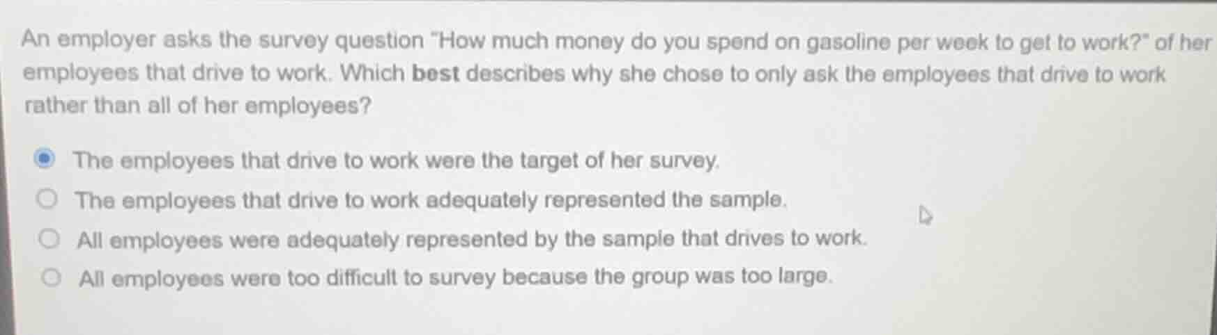 an employer asks the survey question \how much money do you spend on ga…