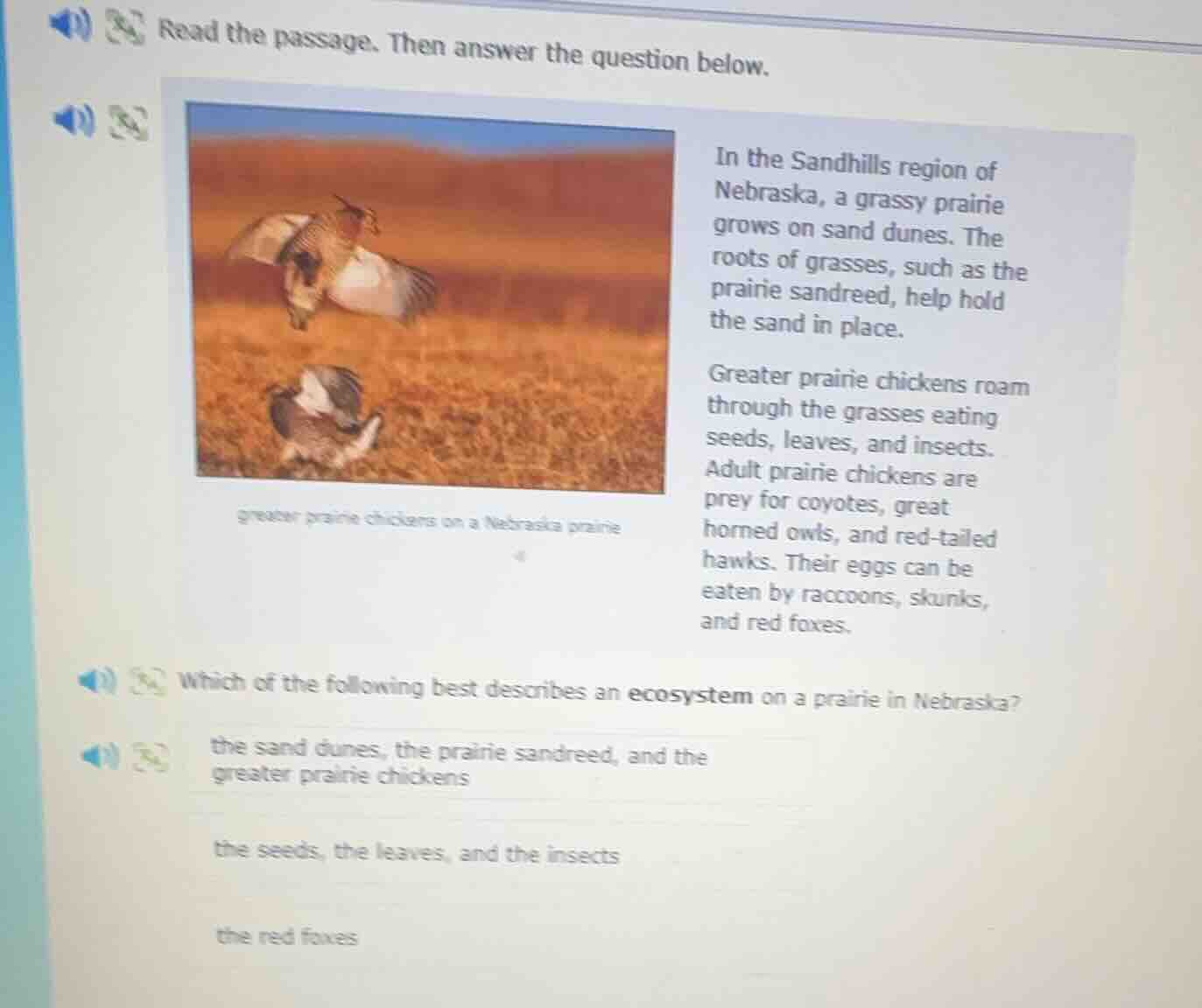 read the passage. then answer the question below. image: greater prairi…