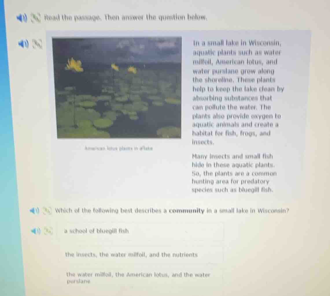 read the passage. then answer the question below. american lotus plants…