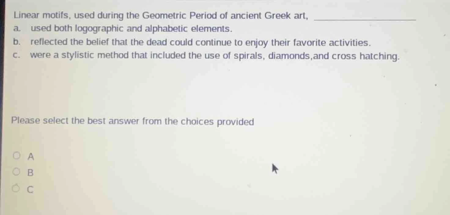 linear motifs, used during the geometric period of ancient greek art, a…