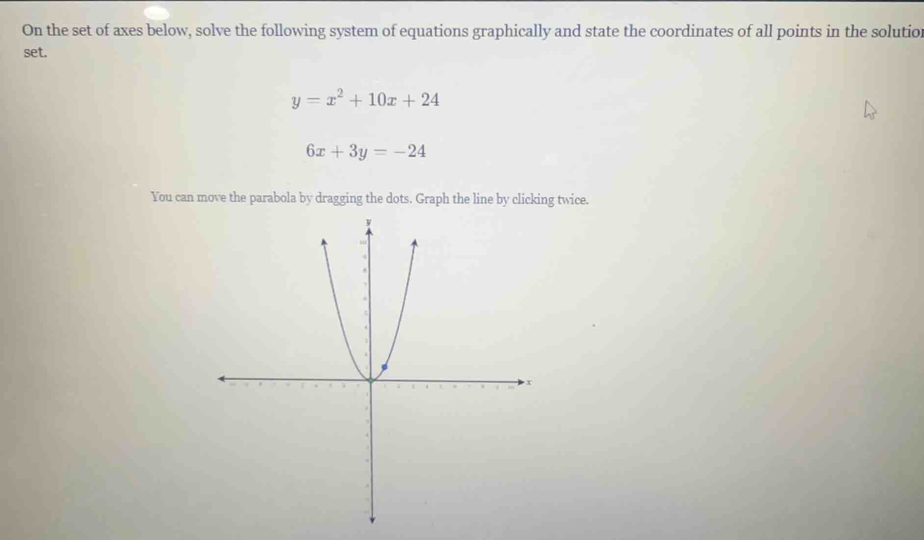 on the set of axes below, solve the following system of equations graph…