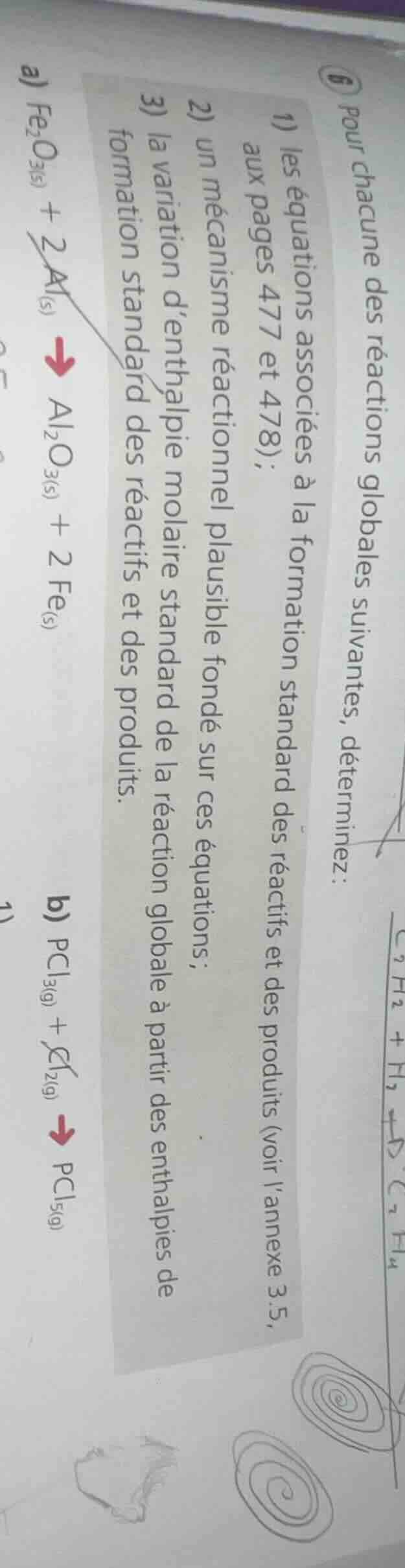6 pour chacune des réactions globales suivantes, déterminez : 1) les éq…