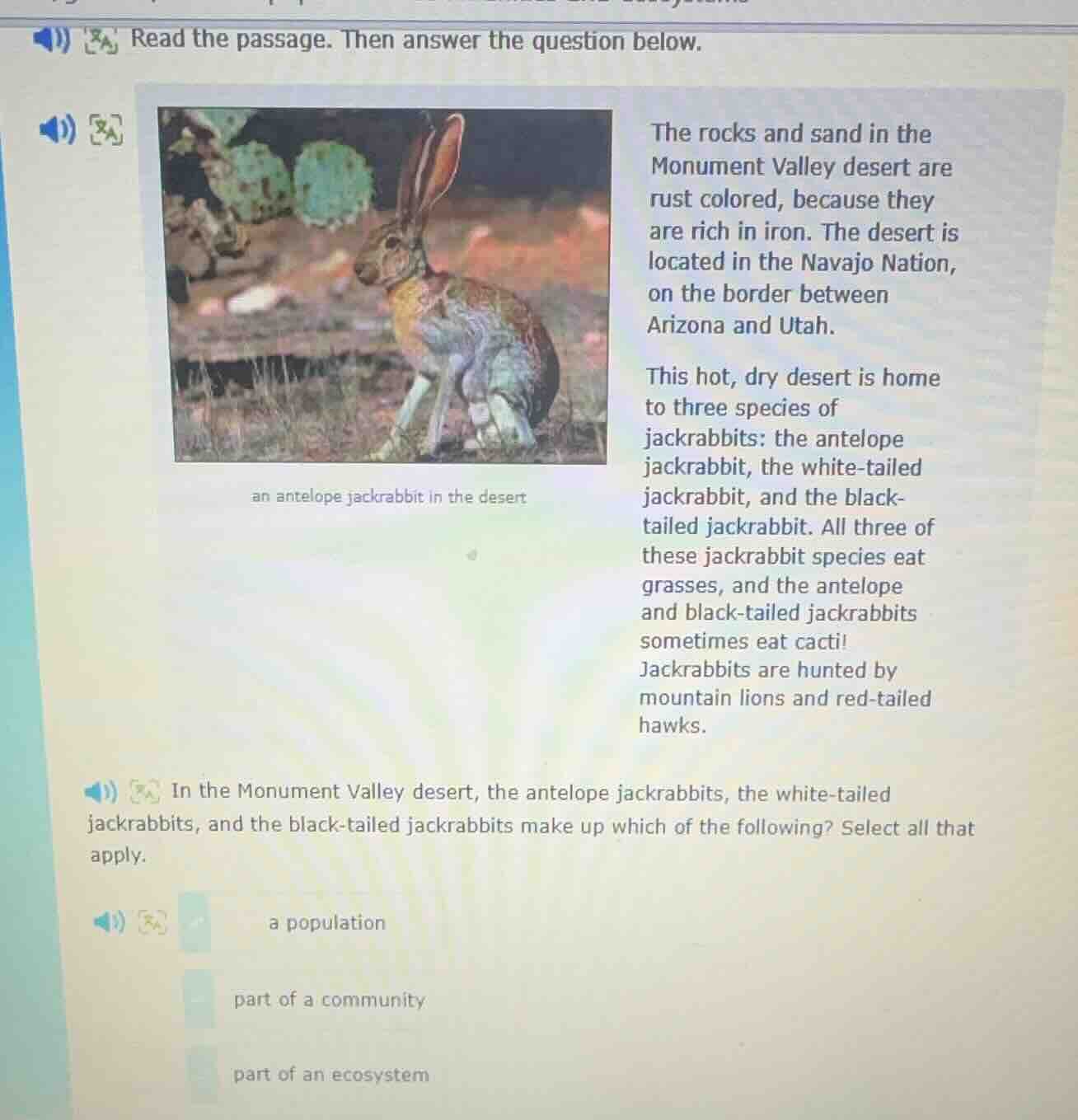 read the passage. then answer the question below. the rocks and sand in…