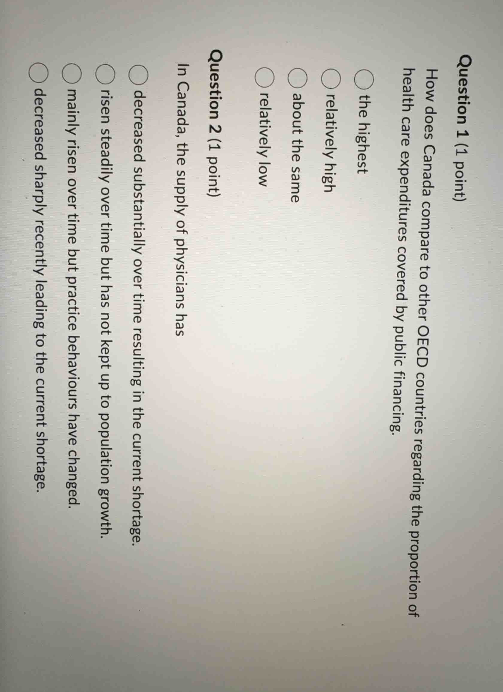 question 1 (1 point) how does canada compare to other oecd countries re…