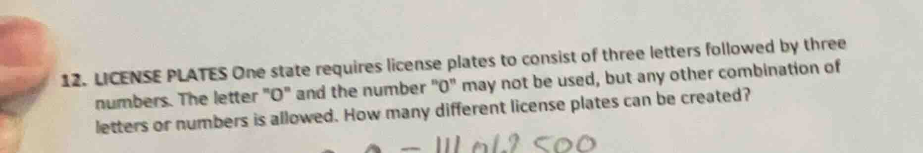 12. license plates one state requires license plates to consist of thre…