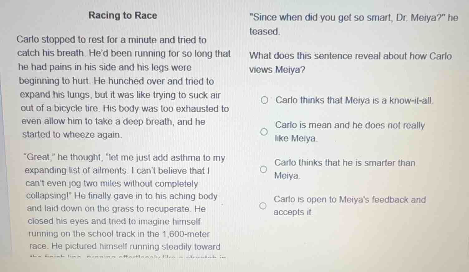 racing to race carlo stopped to rest for a minute and tried to catch hi…