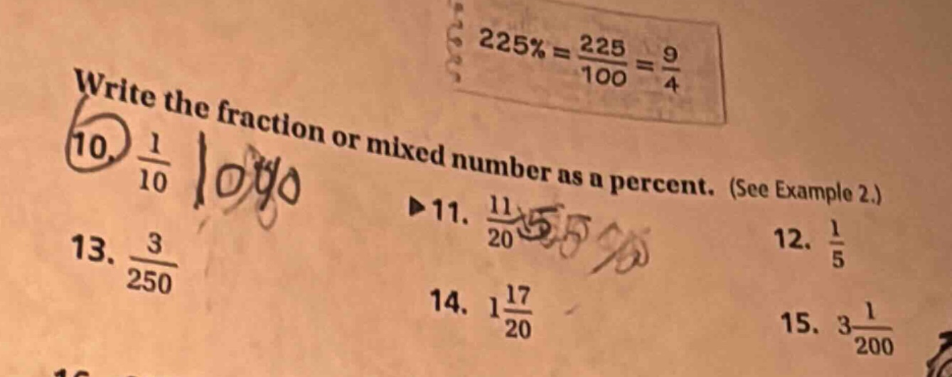 write the fraction or mixed number as a percent. (see example 2.) 10. $…