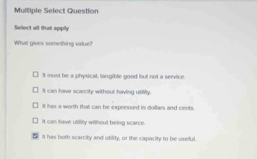 multiple select question select all that apply what gives something val…