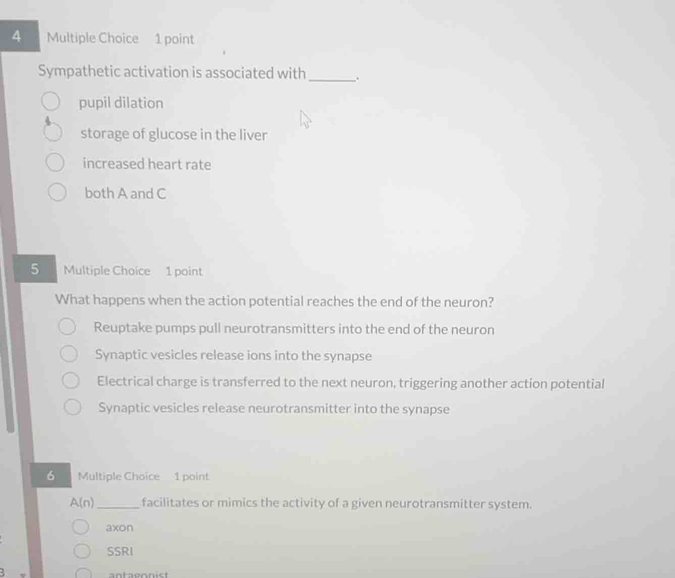 4 multiple choice 1 point sympathetic activation is associated with ___…