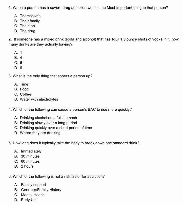 1. when a person has a severe drug addiction what is the most important…