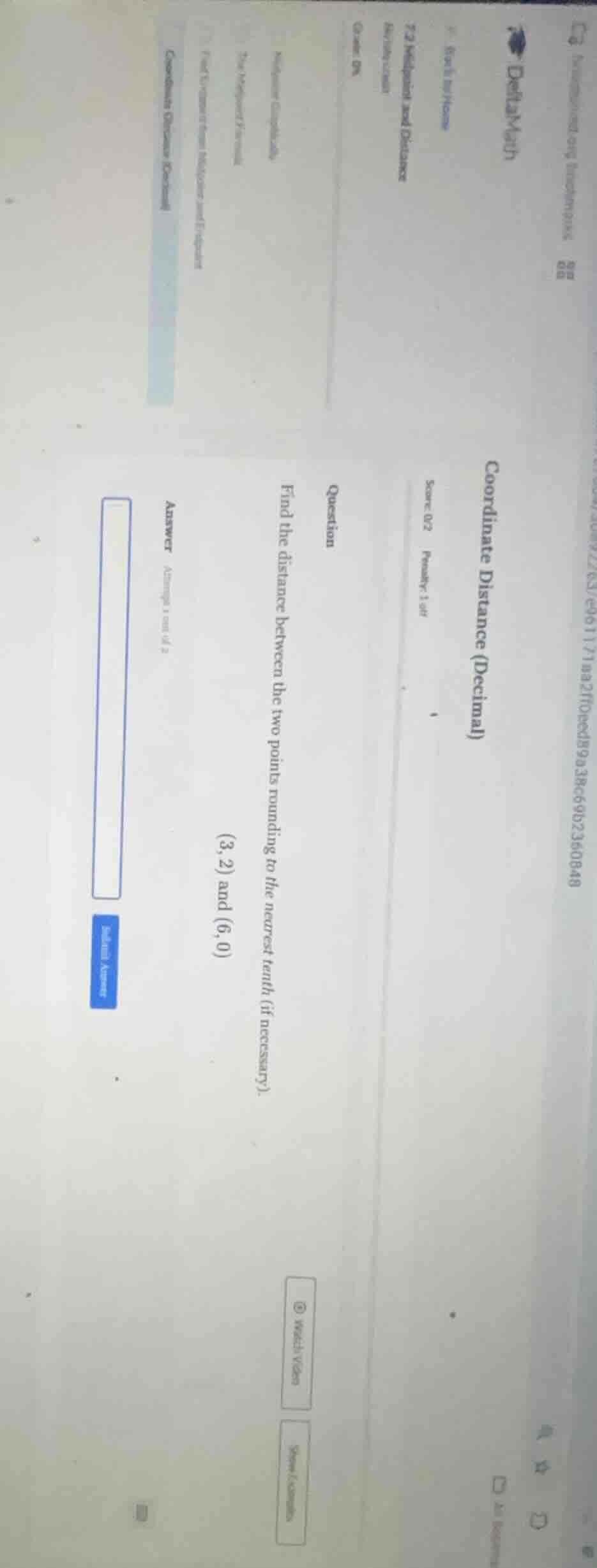 coordinate distance (decimal) score: 0/2 penalty: 1 off question find t…